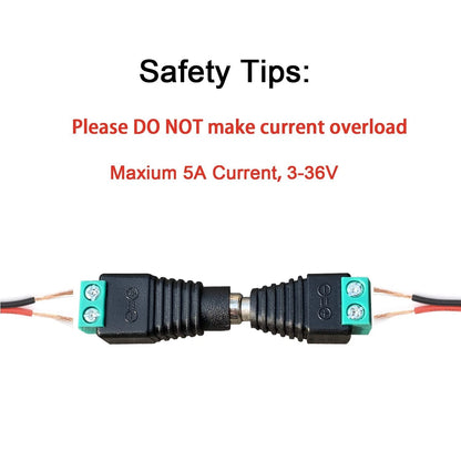 DAYKIT 10 Pairs 12V Male+Female 2.1x5.5MM DC Power Jack Plug 2.1x5.5MM, Black