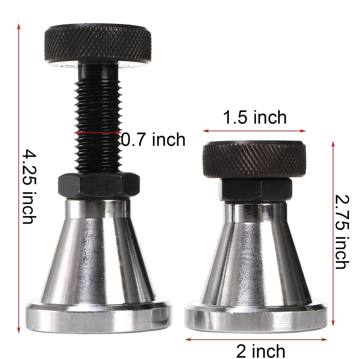 Yarlung 2 Pack Adjustable Screw Jack, Machinist Jack Post Height 2.75" silver