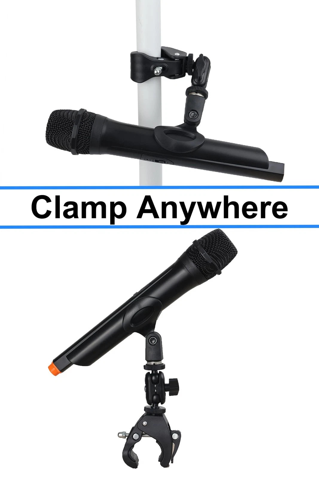 Hocoder Mic Crab Clamp Microphone Mount with (0.6"to 1.4"), Black