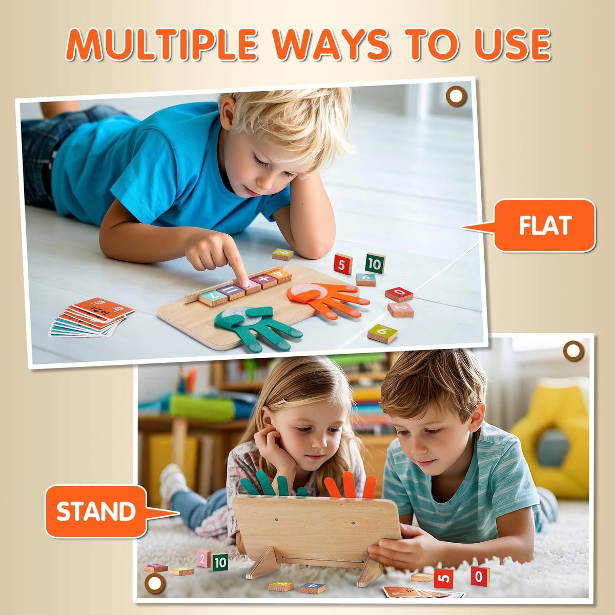 Montessori Toys for 3-5 Year Old, Educational Math 11.6x8.46 inch, Colorful