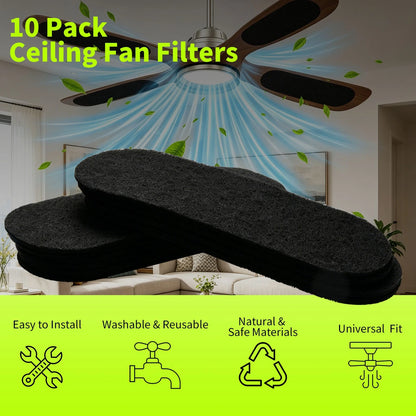 10 Pack Universal Ceiling Fan Filters Activated Charcoal Air Purifier Pads