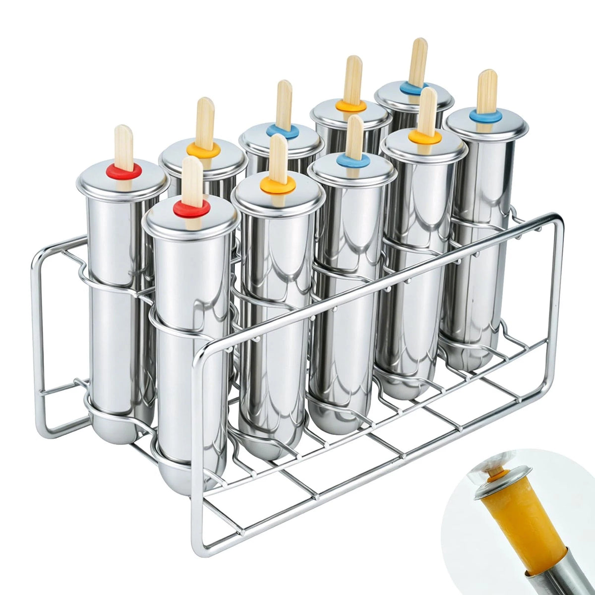 Stainless Steel Popsicle Molds, Set of 10 Metal Ice 10, 10