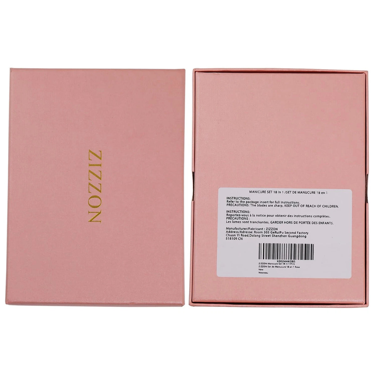ZIZZON Manicure Set 18 in 1 Professional Pedicure Nail 18 Piece Set, Pink
