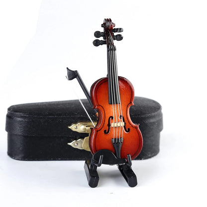Dselvgvu Wooden Miniature Violin with 3.15"x1.18"x0.59", 3.15"x1.18"x0.59"