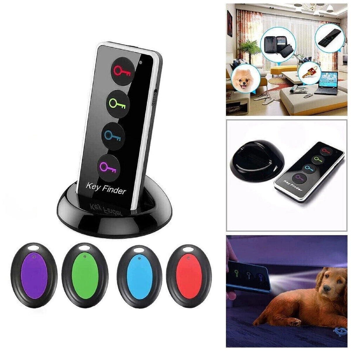 1 Pcs  Remote Wireless Key Finder Electronic Receiver Locator 4 in1 Alarm