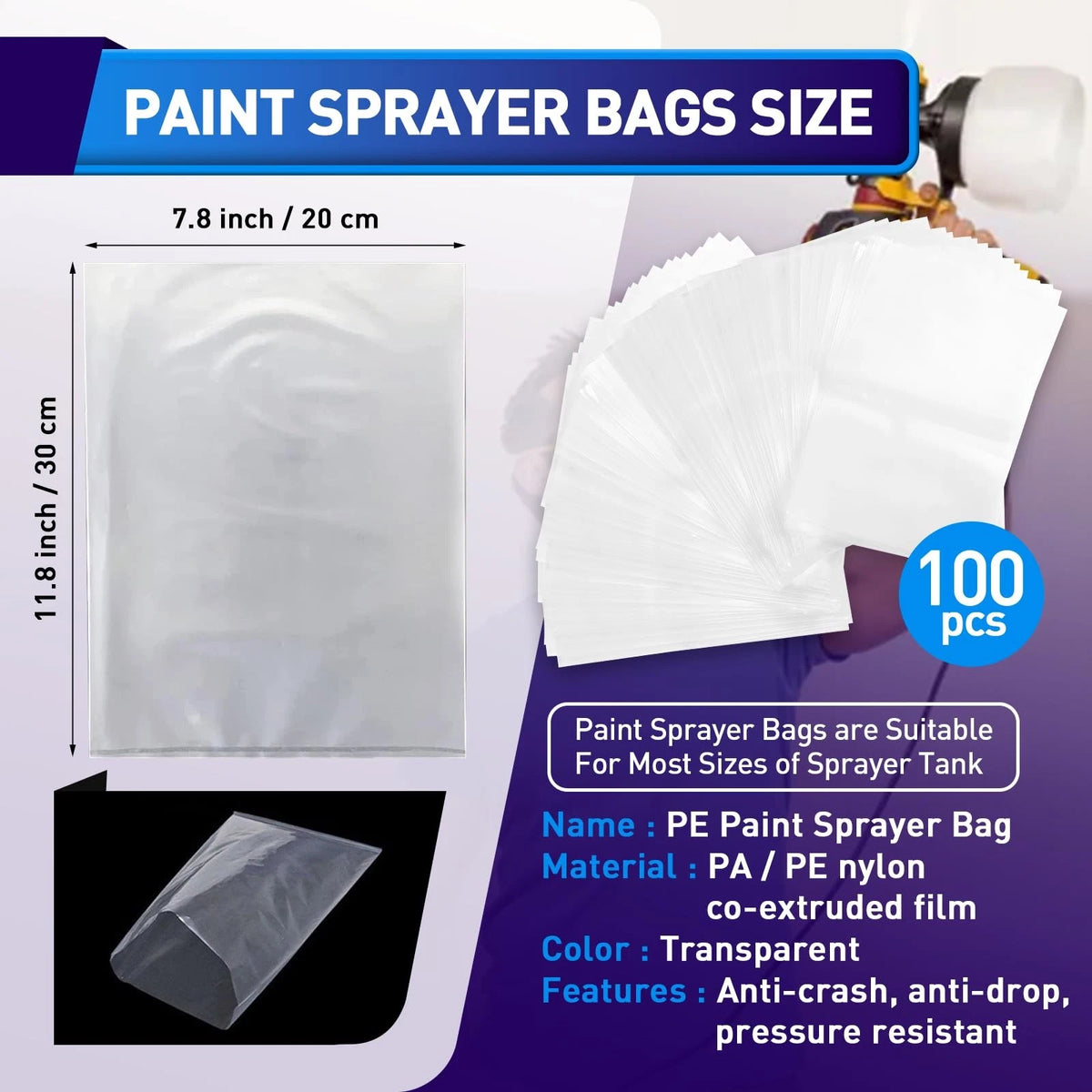 Wagner Paint Sprayer Parts - 100 Pieces 7.8'' X 11.8'', transparent