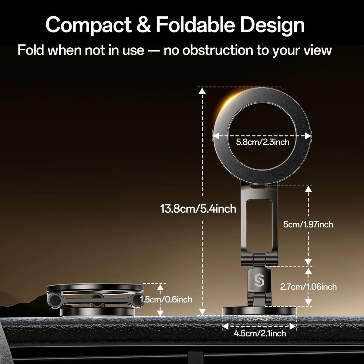 Syncwire Fits MagSafe Car Mount for 2.2" x 2.6" x 3.0", Titanium Black