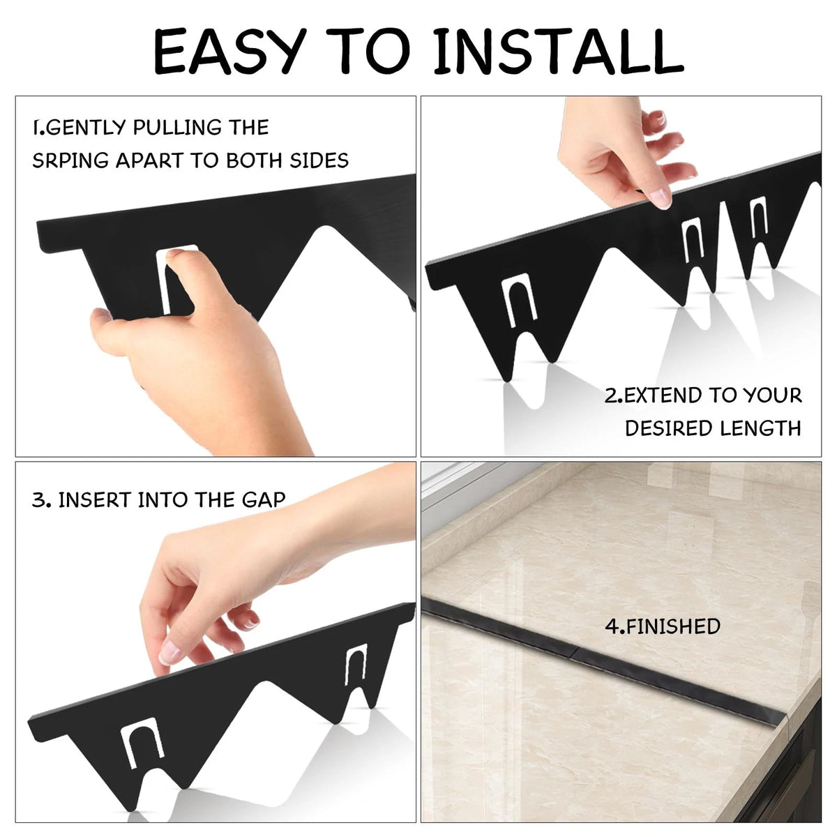 Stainless Steel Stove Gap Covers (2PCS), Filler for Kitchen Black