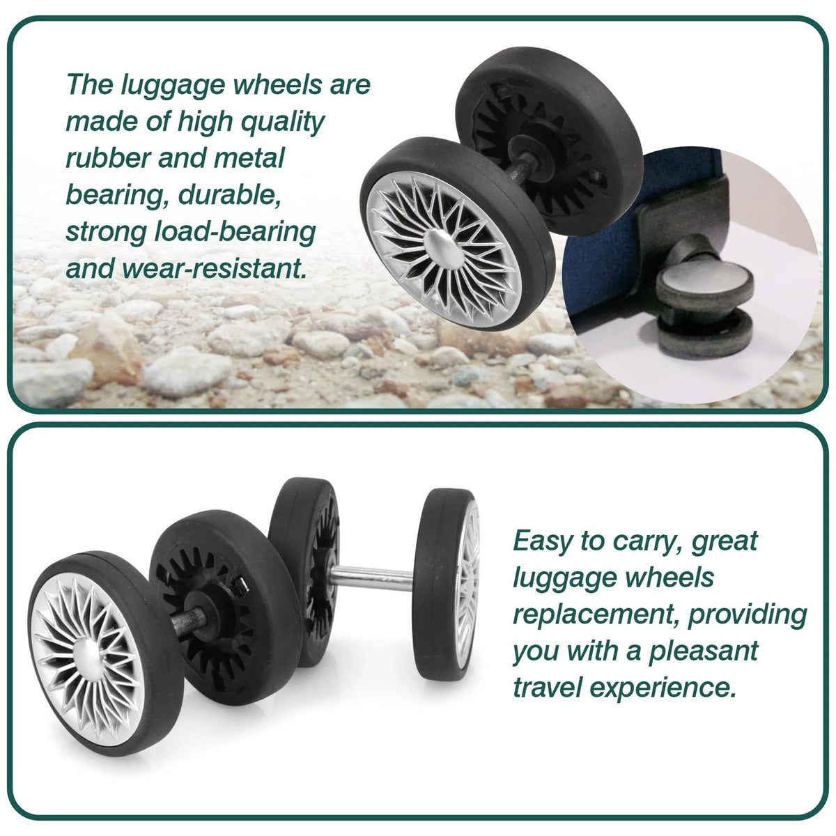 Ech.Apr Luggage Wheels Replacement OD 55mm, 8 Pcs Suitcase Grey
