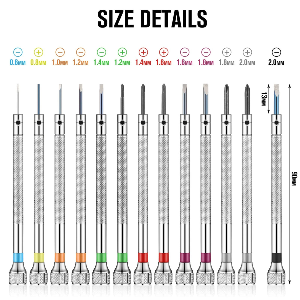 13 Pieces Jewelers Screwdriver Set Micro Precision Watchmaker Silver