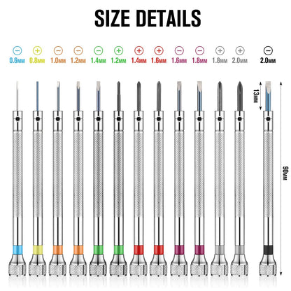 13 Pieces Jewelers Screwdriver Set Micro Precision Watchmaker Silver