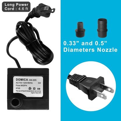 90 GPH Mini Submersible Pump, Small Fountain Pump (5W 90 5W, Black