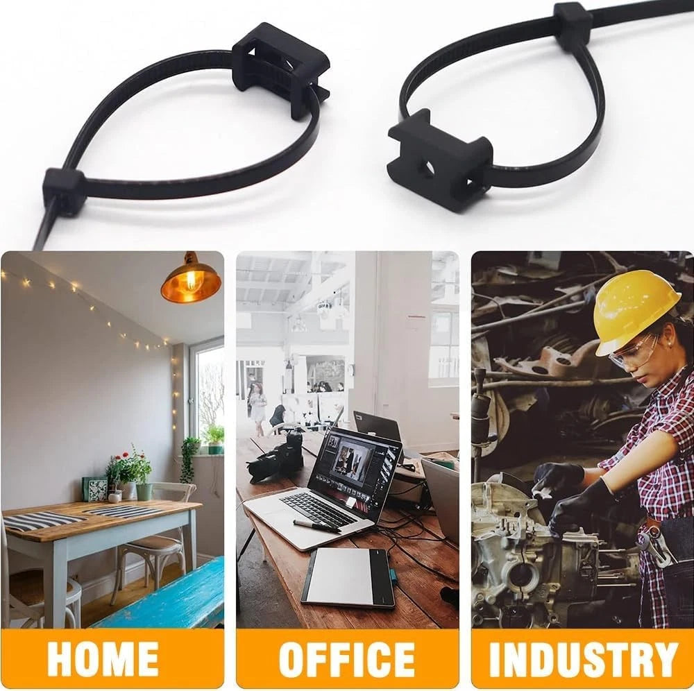Cable Zip Tie Mounts Kit-50 Pcs Saddle Type H2-50PCS, Black