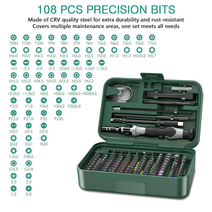 ORIA Precision Screwdriver Set, 132 in 1 Magnetic Repair Tool 132 IN 1, Green