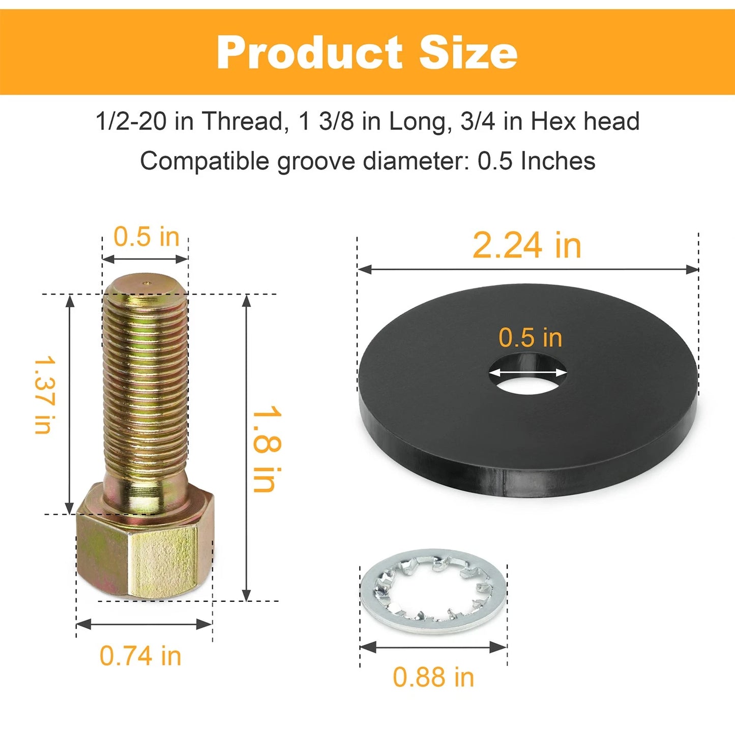 84532 1/2" - 20 x 1-3/8" Grade 8 Heat-Treated Balancer Bolt Black