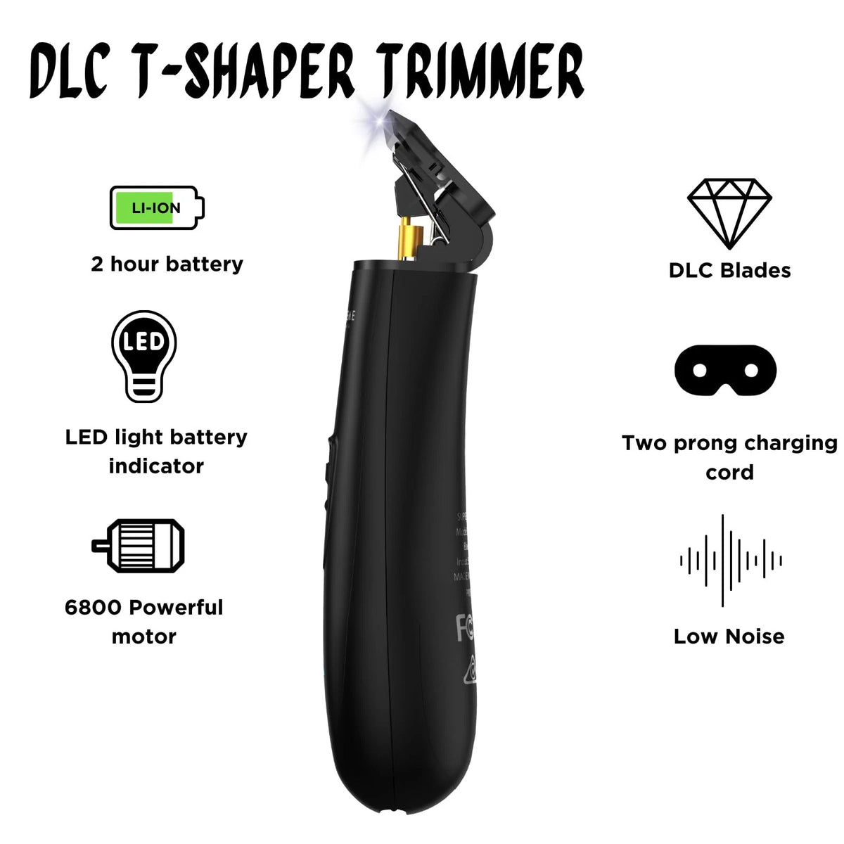 Supreme Trimmer T Shaper - Quiet Cordless Beard & Hair for Black Dlc