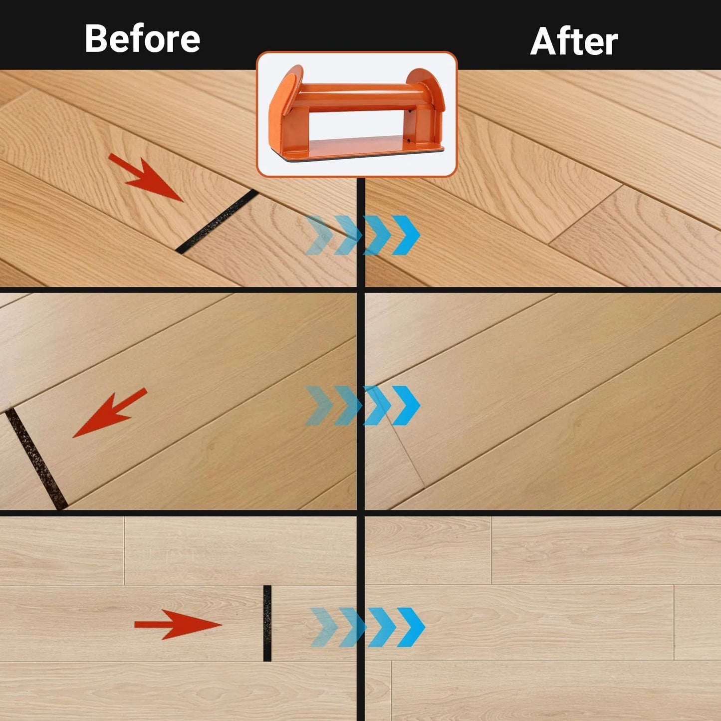 Floor Gap Fixer Tool Kit with Rubber Mallet for Laminate,Vinyl Plank, Orange