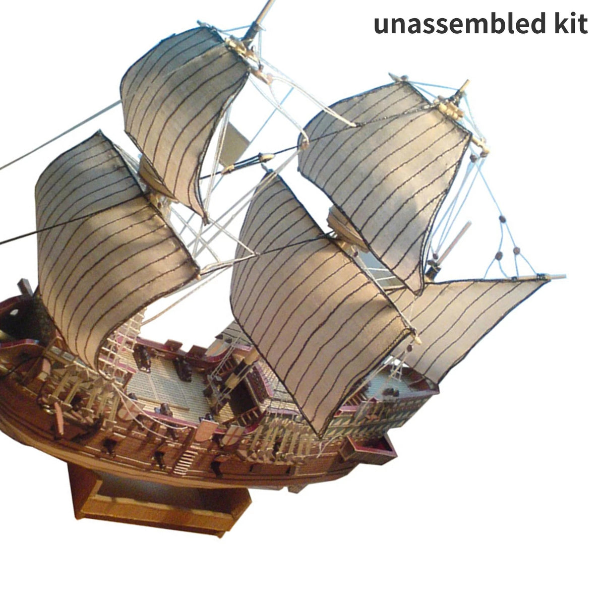 1:100 Unassembled Galeon Golden Hind 3D Paper Boat Wareship Model DIY Sailboat