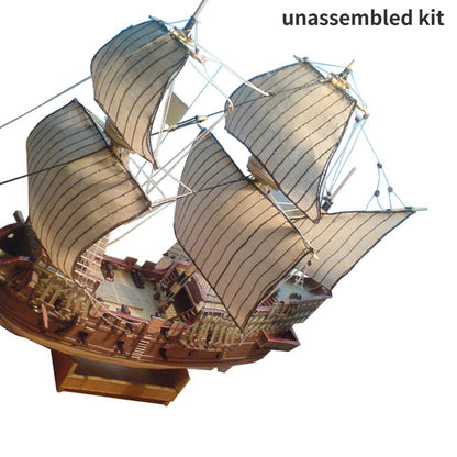 1:100 Unassembled Galeon Golden Hind 3D Paper Boat Wareship Model DIY Sailboat