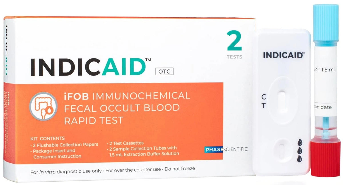 INDICAID Immunochemical Fecal Occult Blood 1 Count (Pack of 2), White, Orange