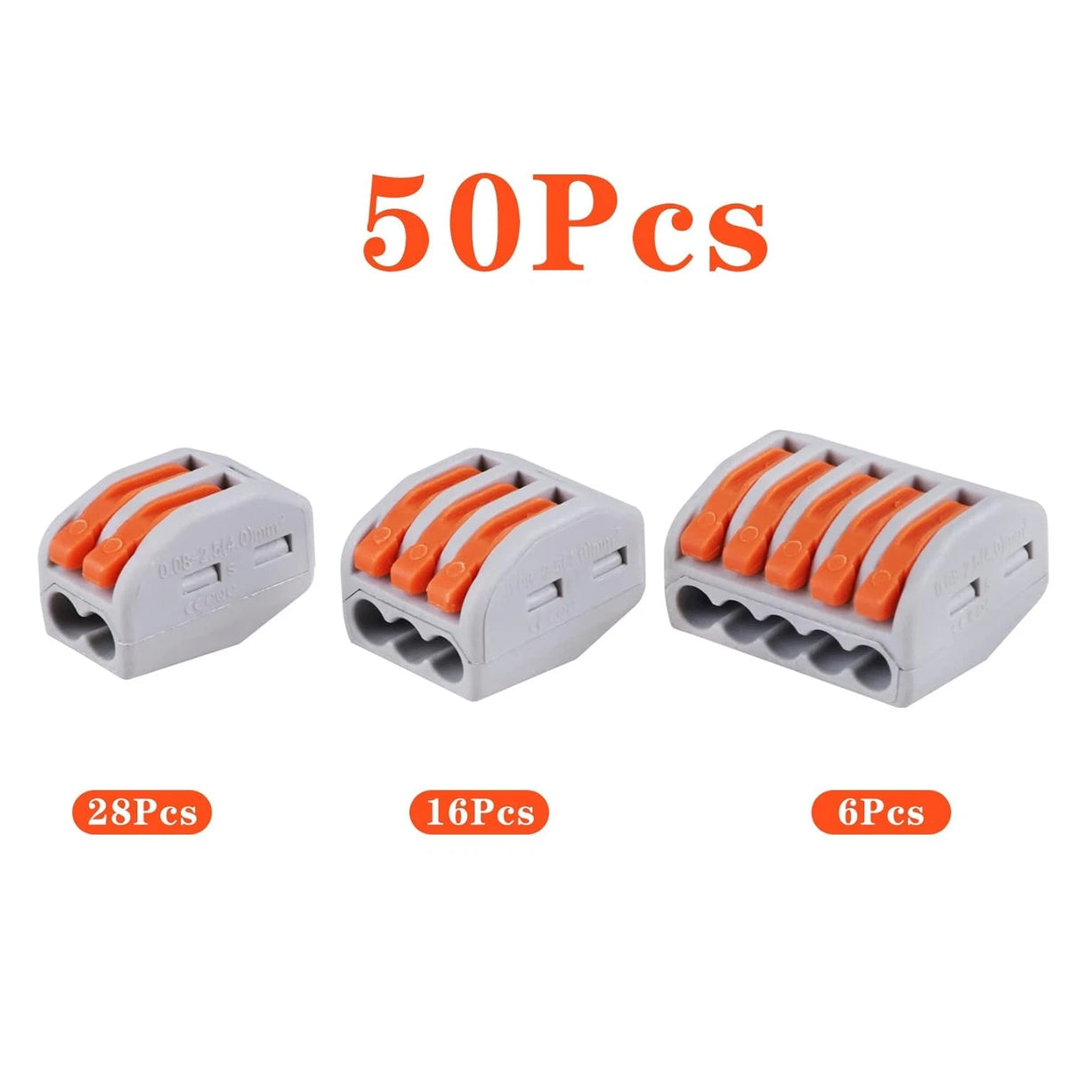 50PCS Lever Wire Connectors Nuts Assortment Kit 28-12 AWG, 2/3/5 50 PCS