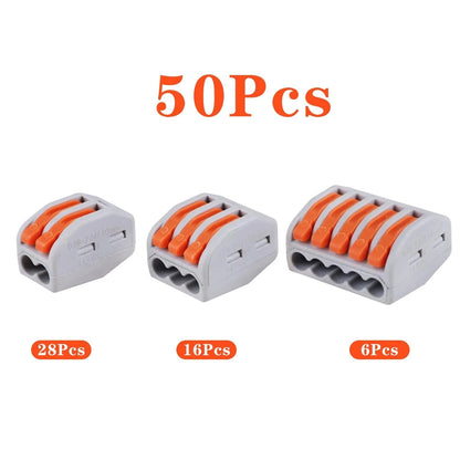 50PCS Lever Wire Connectors Nuts Assortment Kit 28-12 AWG, 2/3/5 50 PCS
