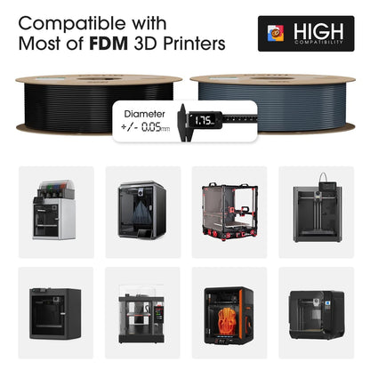 eSUN PLA Basic Filament 1.75mm, 3D Printer 2KG, Cwb-cold White + Black