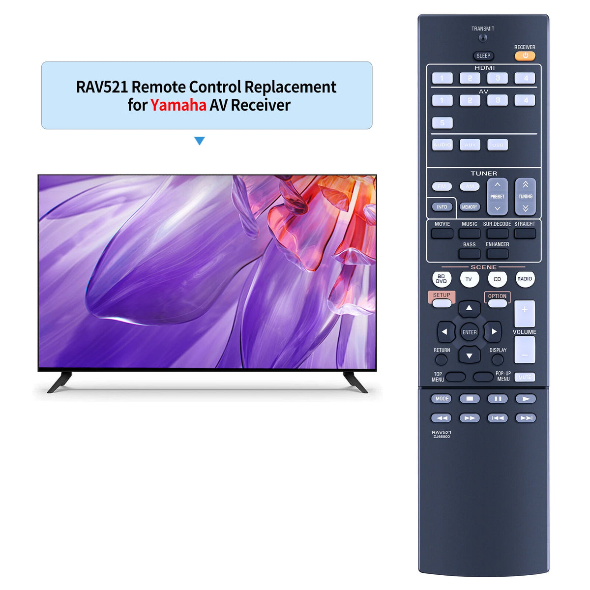 RAV521 ZJ66500 Remote Control For Yamaha AV Receiver RX-V377 YHT-4910U