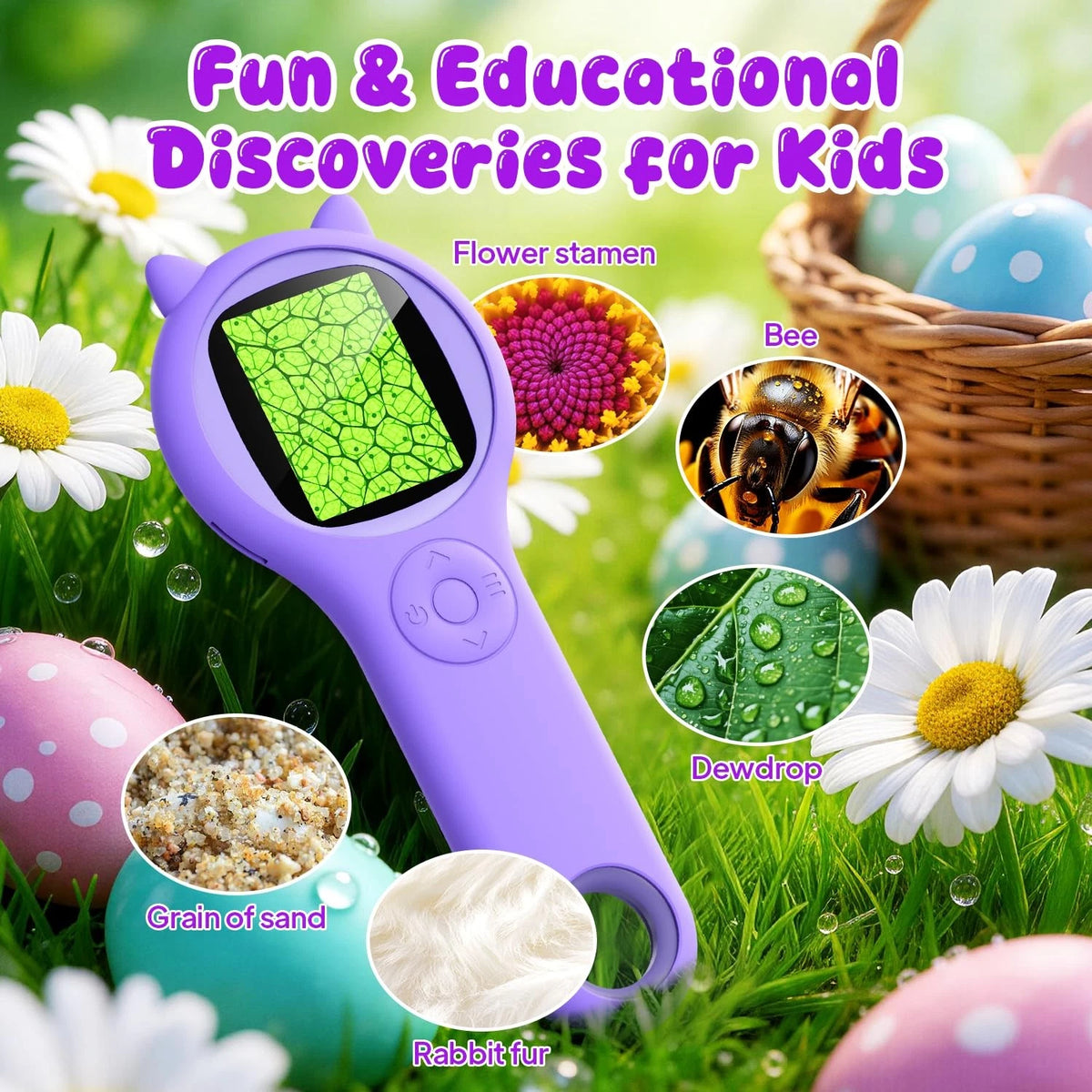 Microscope for Kids - Electronic Handheld Magnifying Glass 1 Pcs, Purple