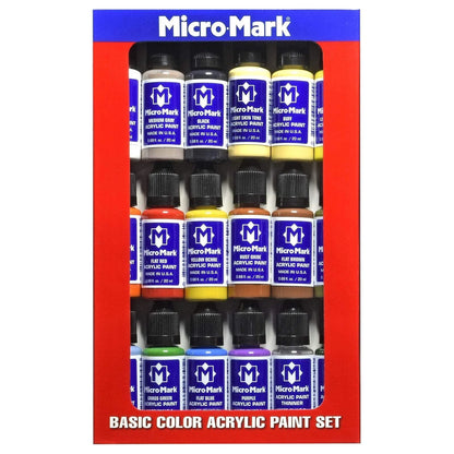 Micro-Mark Basic Color Model Paint Set - 0.68 Fl Oz (Pack of 1), Multicolor