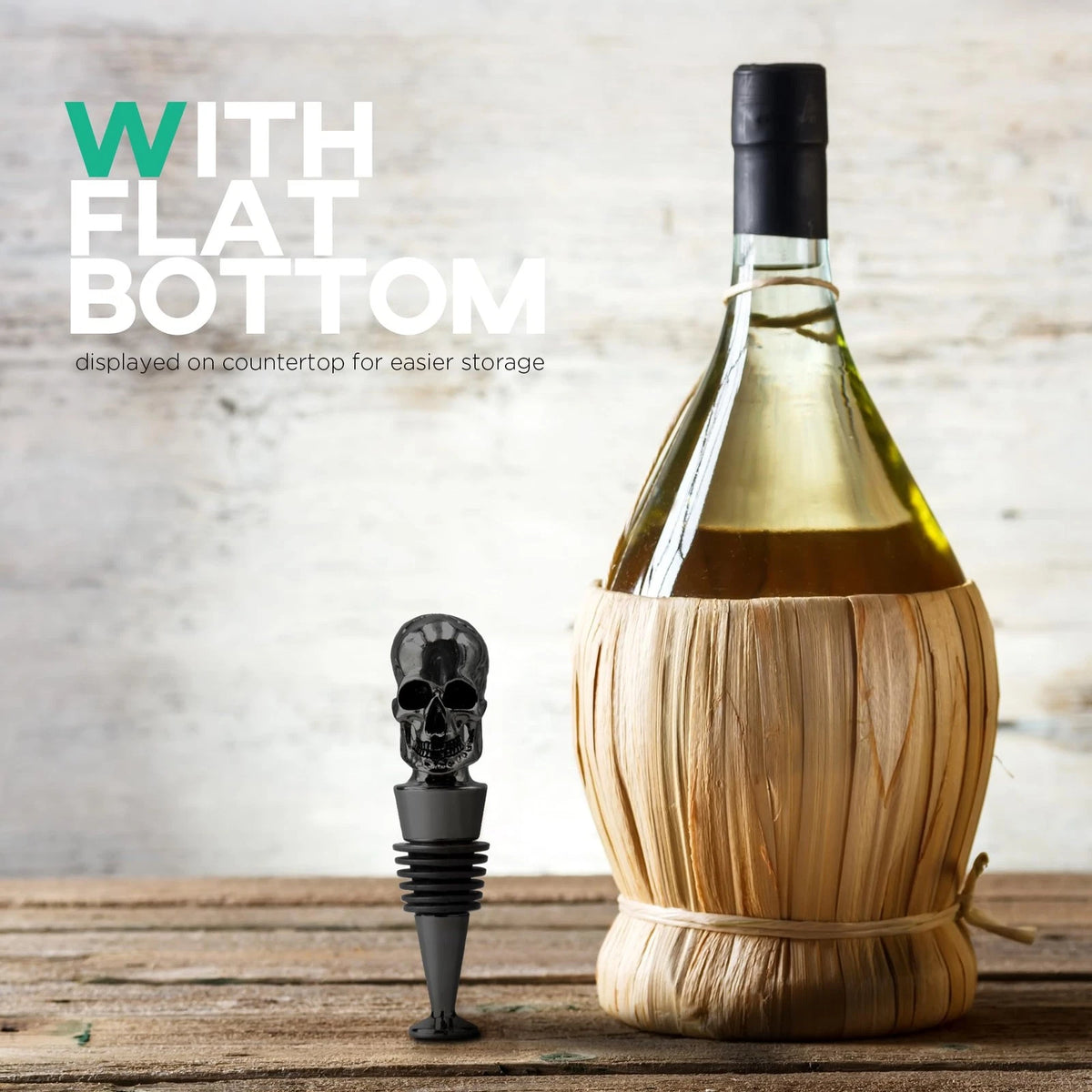 Homestia Skull Wine Stopper, Bottle Stopper Saver, m, Black