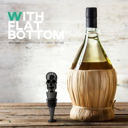 Homestia Skull Wine Stopper, Bottle Stopper Saver, m, Black