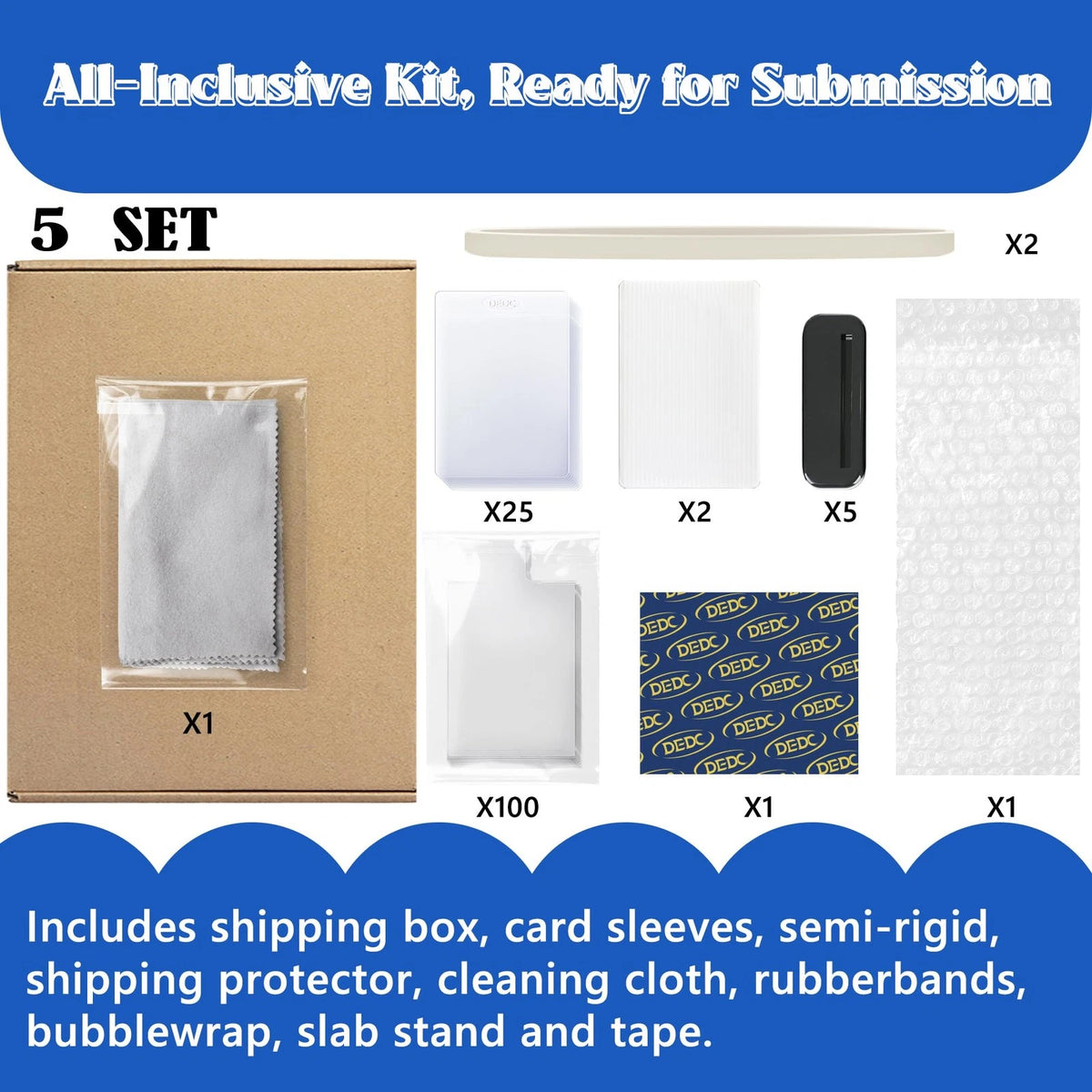 DEDC Card Grading Submission Kit, Kit Shipping 5-set- PSA, White