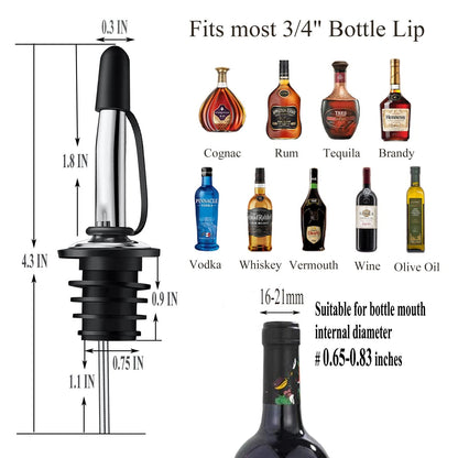 Pafusen 12 Pack Liquor Pour Spout With Dust Caps - Bottle Pourers for Silver
