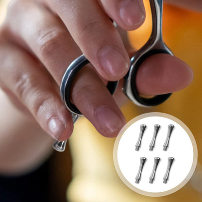 POPETPOP 6 Pcs Hair Scissors Finger Tangs Stainless Steel 0.4X2.2CM, Silver