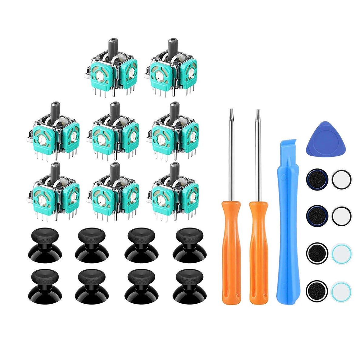 8x Analog Stick Set for Xbox One Controller Repair with Thumbstick Caps & Tools