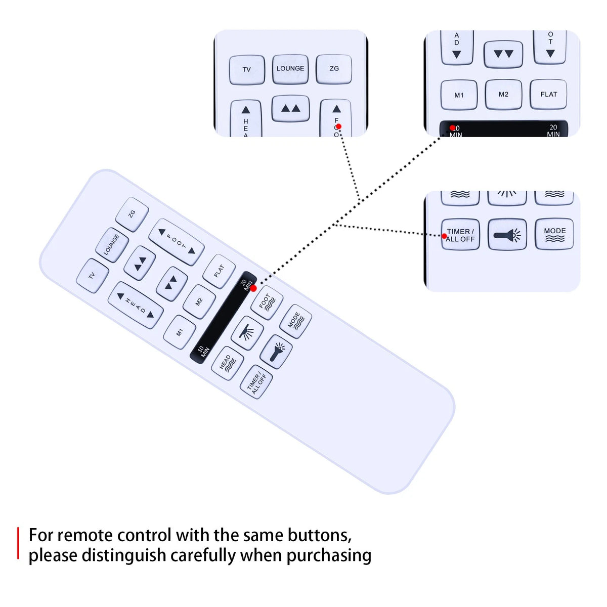 HJH55 Remote Control For Easy Rest /BedTech Adjustable Bed Base White