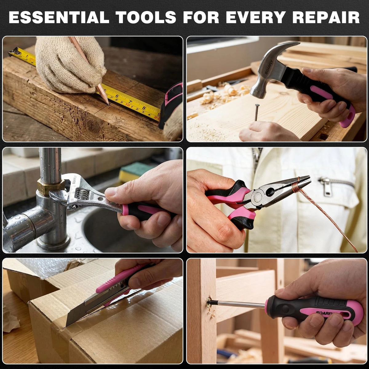 Tool Set, Kit for Home, 8V Cordless Drill 157PCS with Pink