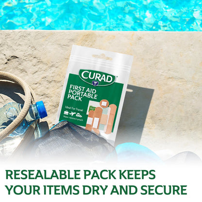 CURAD First Aid Portable Pack |15 - Count On-the-Go 15 (Pack of 12)