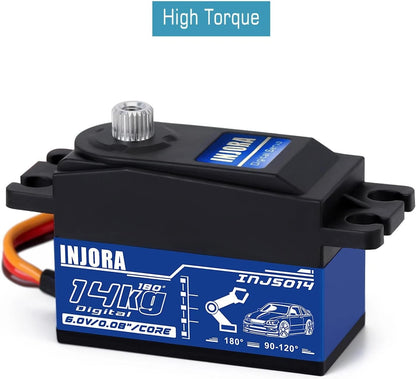 INJORA RC Digital Servo 14kg Low Profile Metal Core High...
