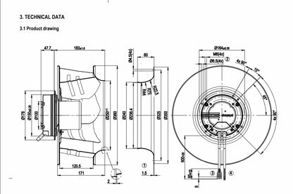 Ebmpapst Fan R3G500-RA28-03 Centrifugal Fan 400VAC 500MM EC Air Conditioning Fan