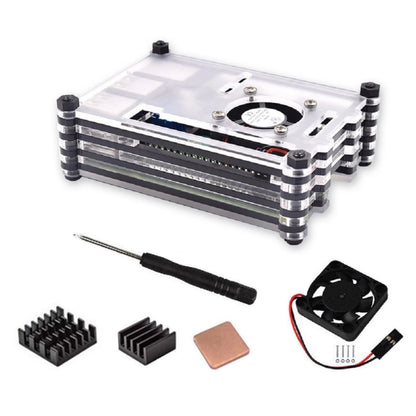 Acrylic Transparent Heatsink Case With Cooling Fan For Raspberry Pi RPI 3B+/3B
