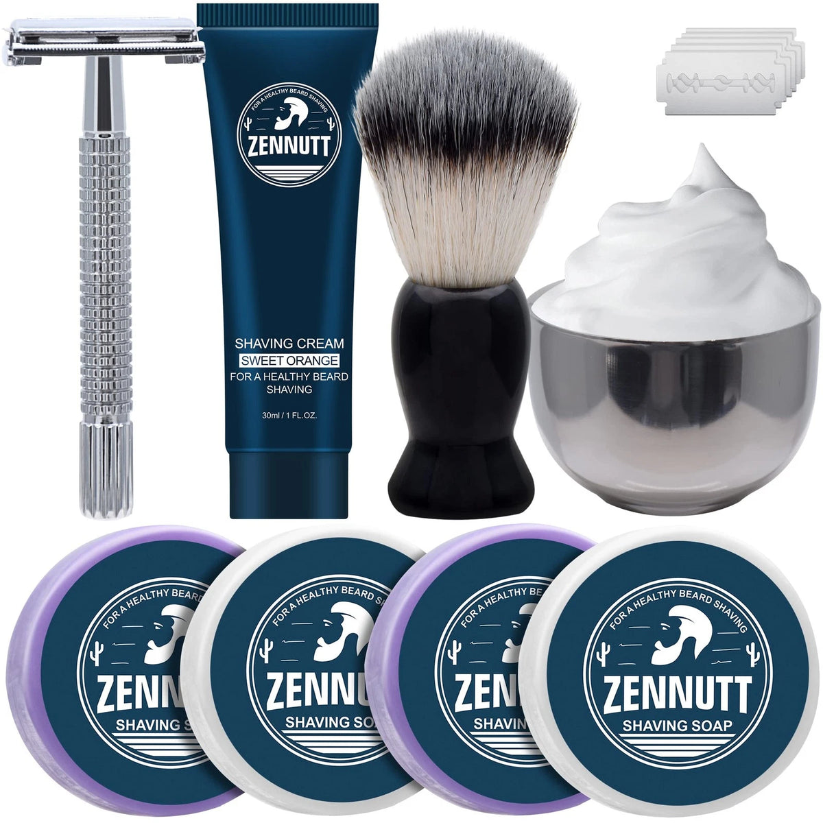 4 Packs Shaving Soap w/Shaving Bowl,Shaving Brush,Shaving 7 Piece Set