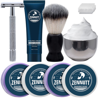 4 Packs Shaving Soap w/Shaving Bowl,Shaving Brush,Shaving 7 Piece Set