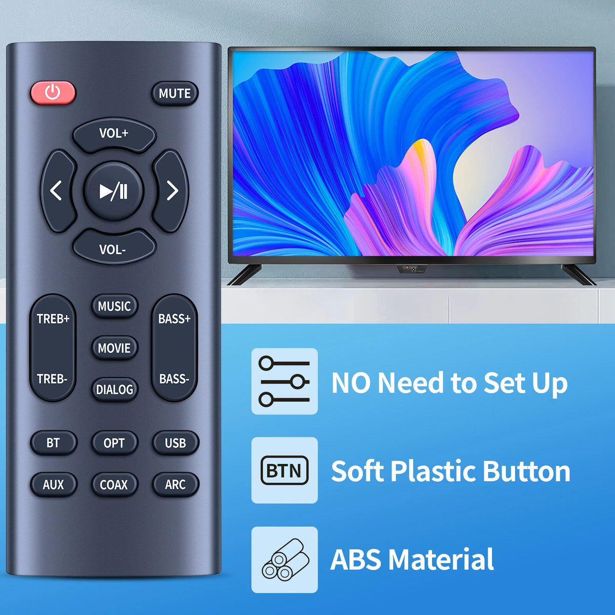 Replace Remote Control For Bestisan Sound Bar 80 watts 33.5 inch Sound Bars