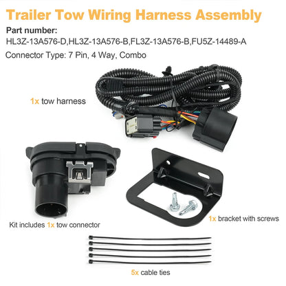 Rear Bumper Tow Connector Harness Kit For Ford F-150 2015-2020 HL3Z-13A576-D