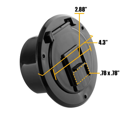 Halotronics RV 4 1/4-inch Round Electrical Cable Hatch for 4 1/4-Inch, Black