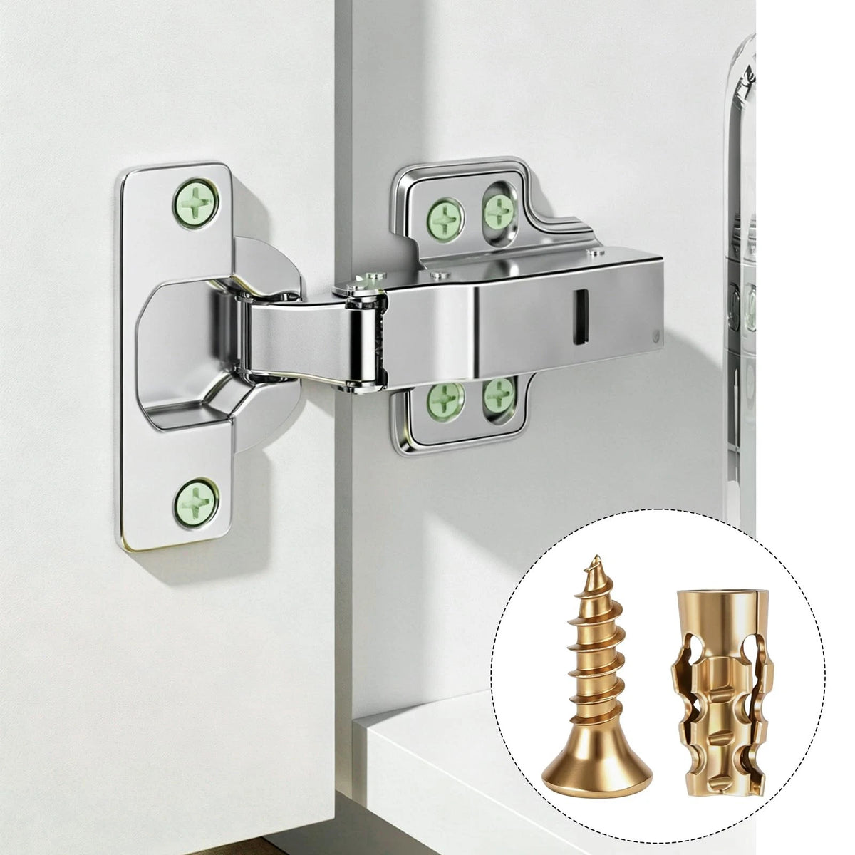 100Pcs Expansion Screws Hinge Repair Cabinet Stripped Kit for Door Gold
