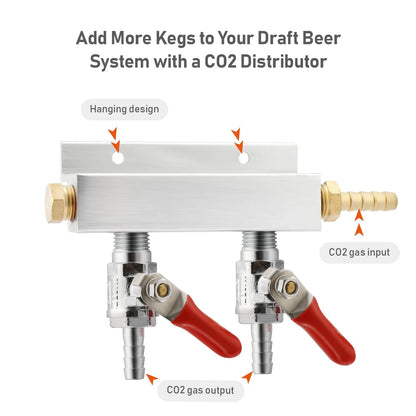 Roastove 2-Way Gas Manifold CO2 Distributor Small, 2WAY,GAS INPUT AT RIGHT