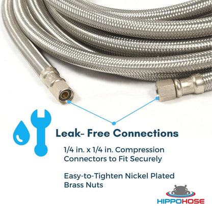 Refrigerator Icemaker Hose (20 FT) - Universal Fit 20 foot, Stainless Steel